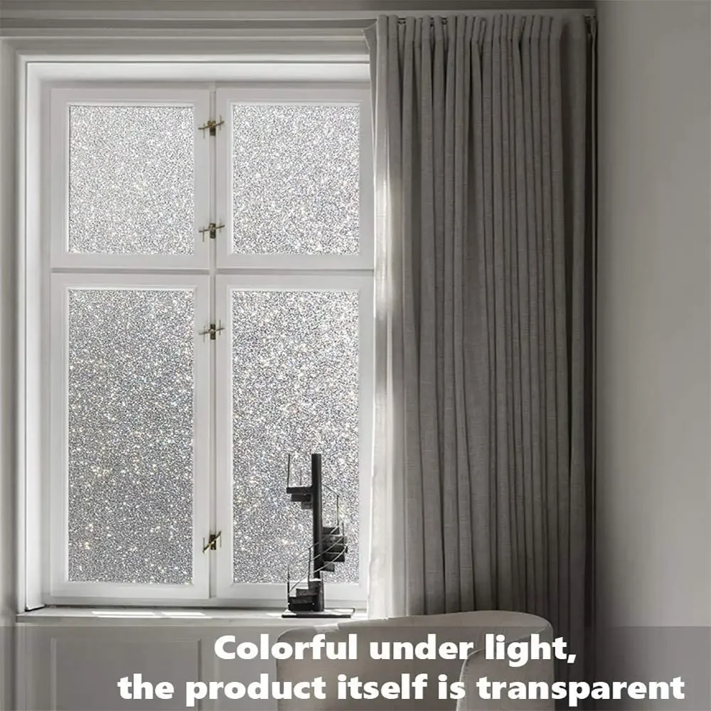 Window Film Window Privacy Film Crystal Pattern Window Film Privacy Film Frosted Glass Self-Adhesive Privacy Protection Window Stickers Anti-UV For Home Bedroom