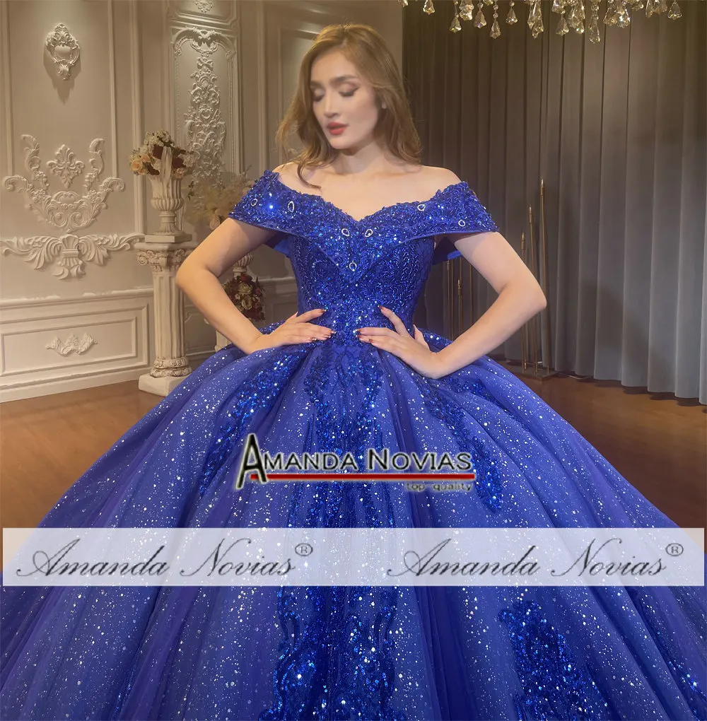 NS4830 Customized Royal Blue Off Shoulder Sixteen Girls Wedding