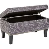 Endora Rectangular Fabric Storage Ottoman with Script-Style Pattern - Storm Grey 3