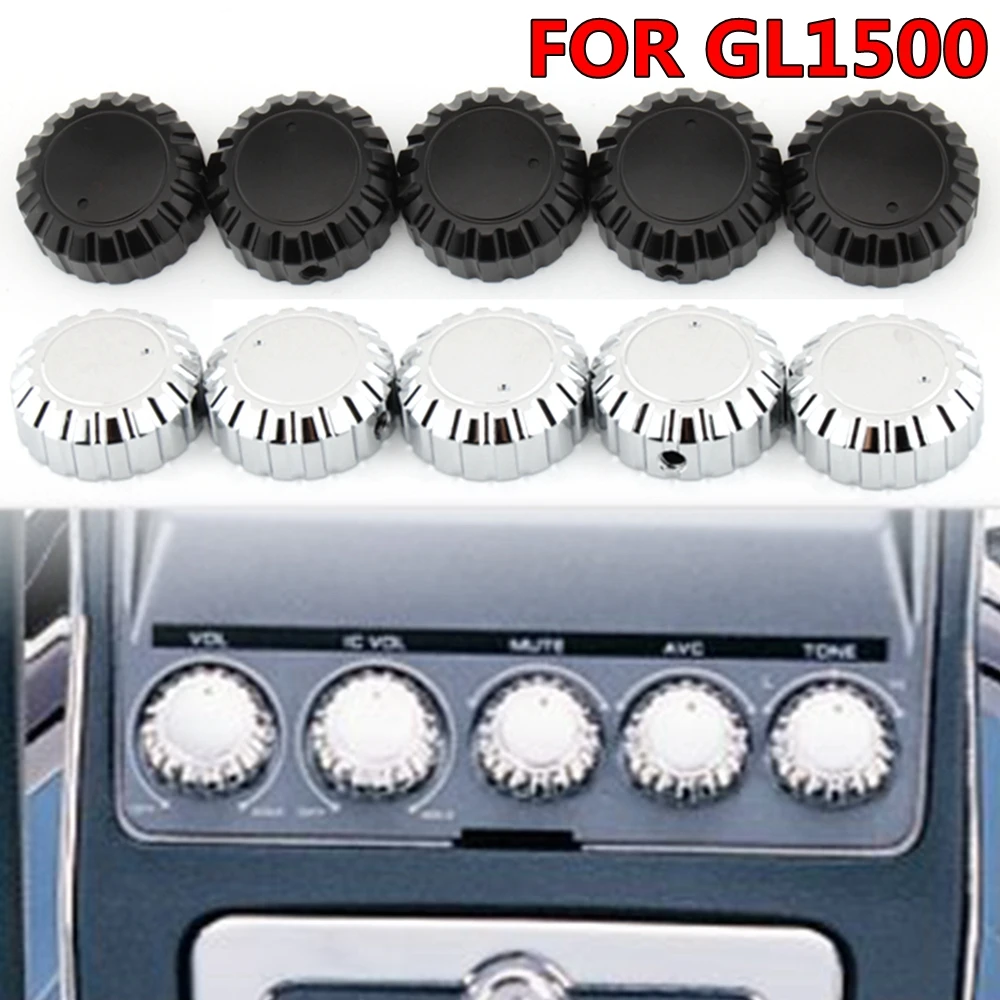 Per Honda Gl1500 Gold Wing Gl1500 Goldwing - Chrome/Black Radio/Manopole Stereo (X5)