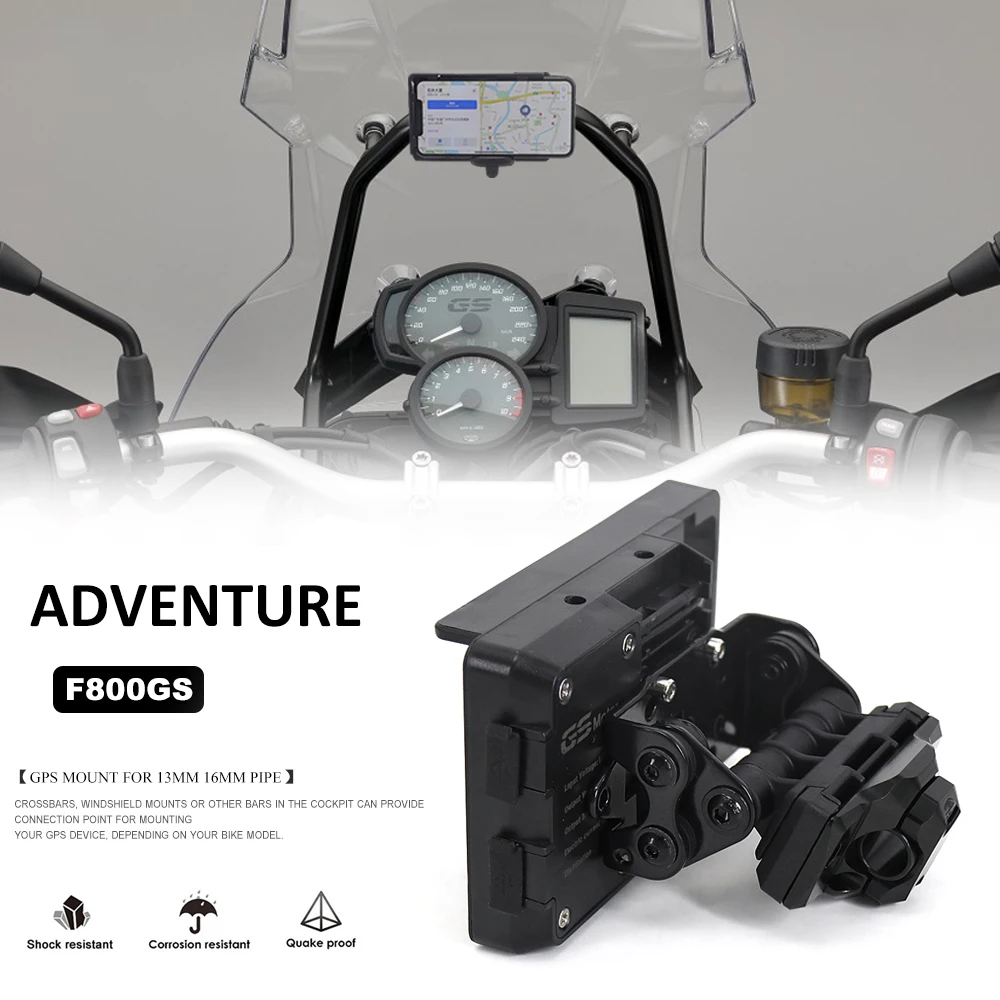 Motorcycle Accessories Ø 13mm 16mm Crossbar GPS Mount For BMW F800GS F 800 GS ABS Adventure ADV 2014 - 2019 Navigation Bracket new generation headlight for bmw f800gs f800r f 650 700 800 gs f 800gs adv adventure complete led projector headlight assembly