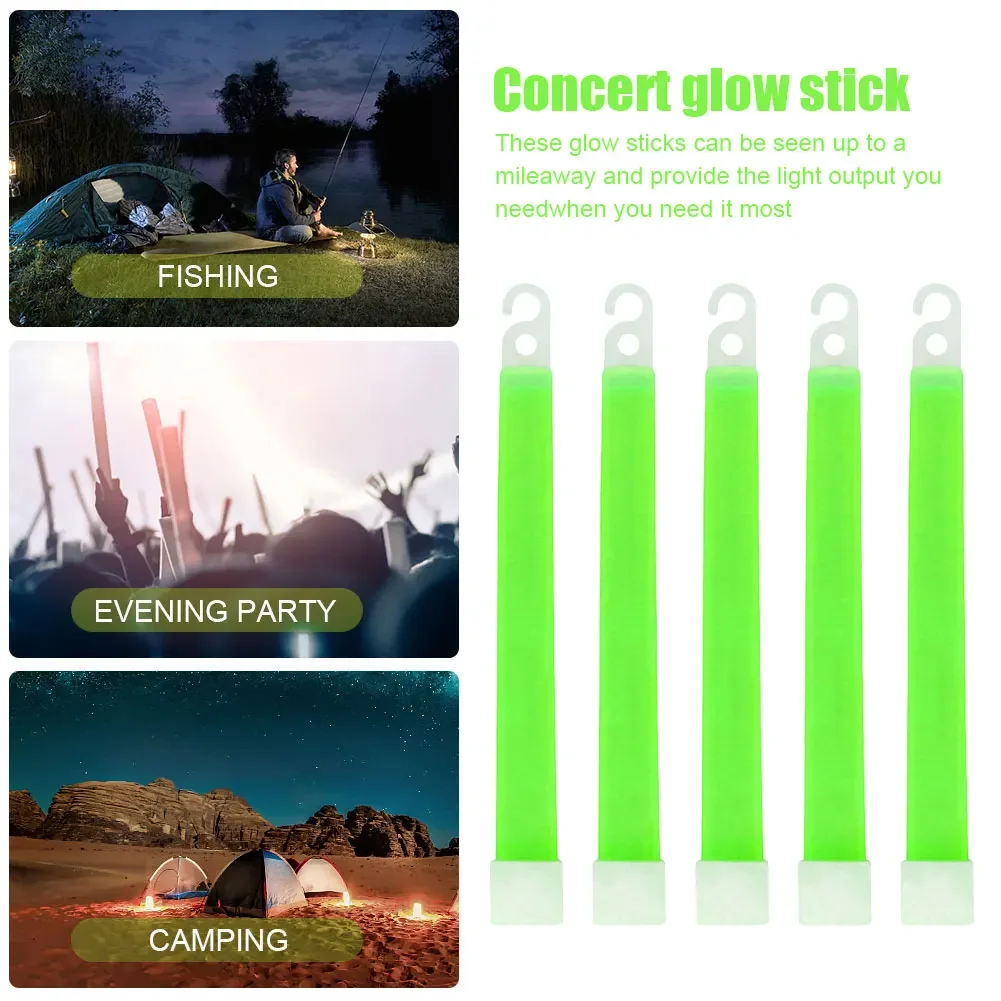 10/5pcs Fluorescence Light Glow Sticks with Hook for Hiking Camping Outdoor Emergency Lighting Party