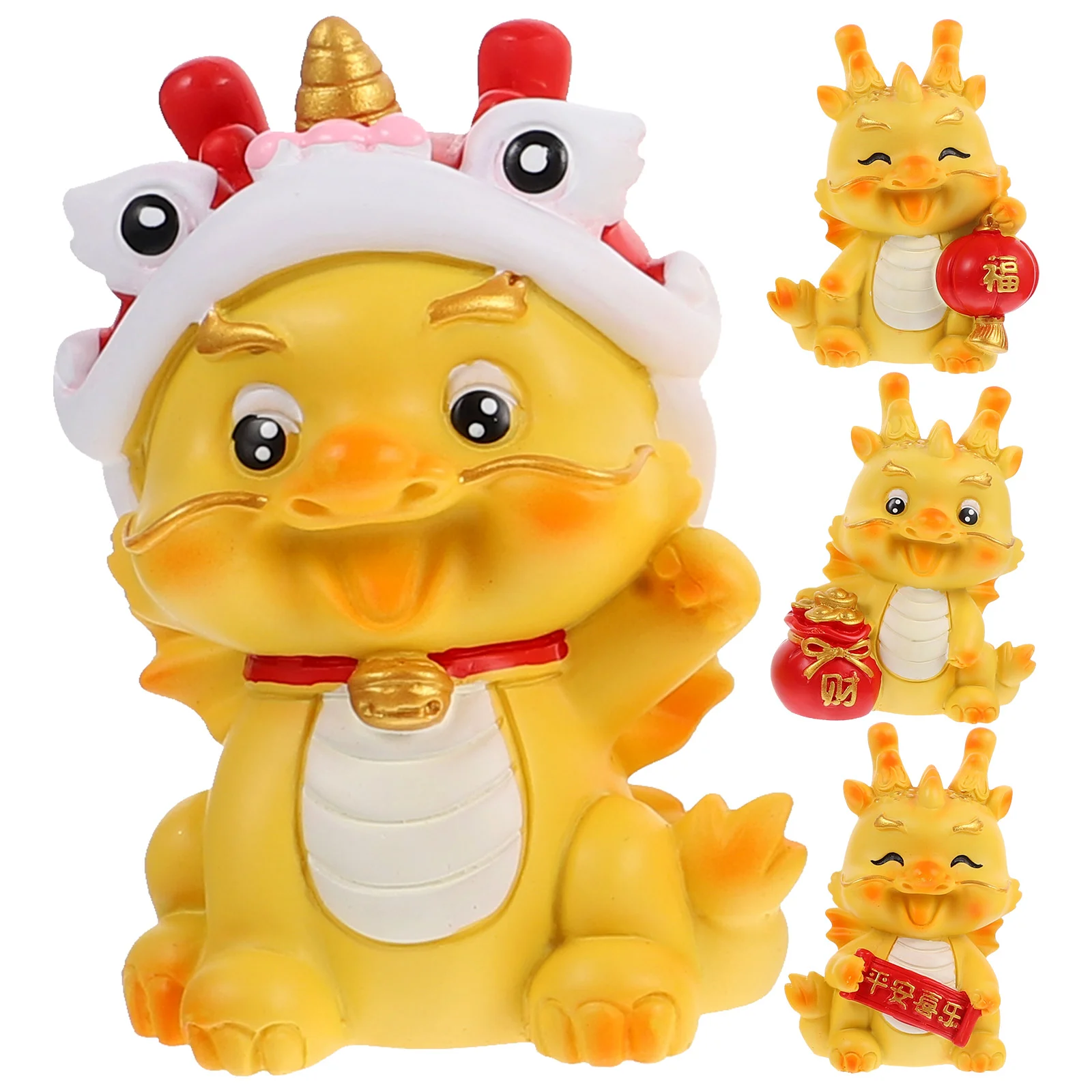 

Year of The Dragon Figurine Resin Crafts Ornaments Room Car Decorations (Peaceful (Yellow))