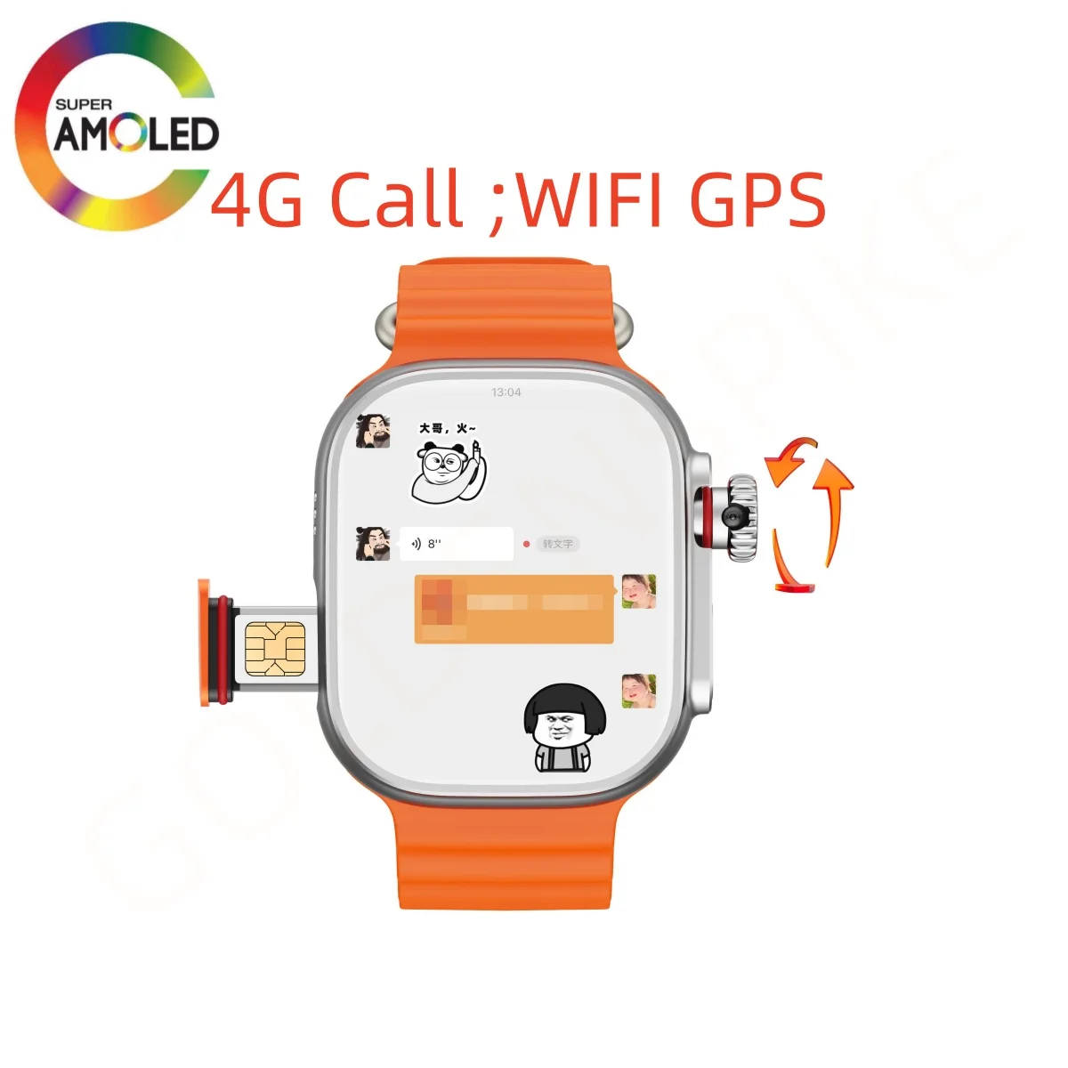 Android 9.0 Smartwatch 4G S9 Ultra 800W Camera 448*528 Amoled GPS WIFI Google Play Store Heart Rate Sport Smart Watch Men