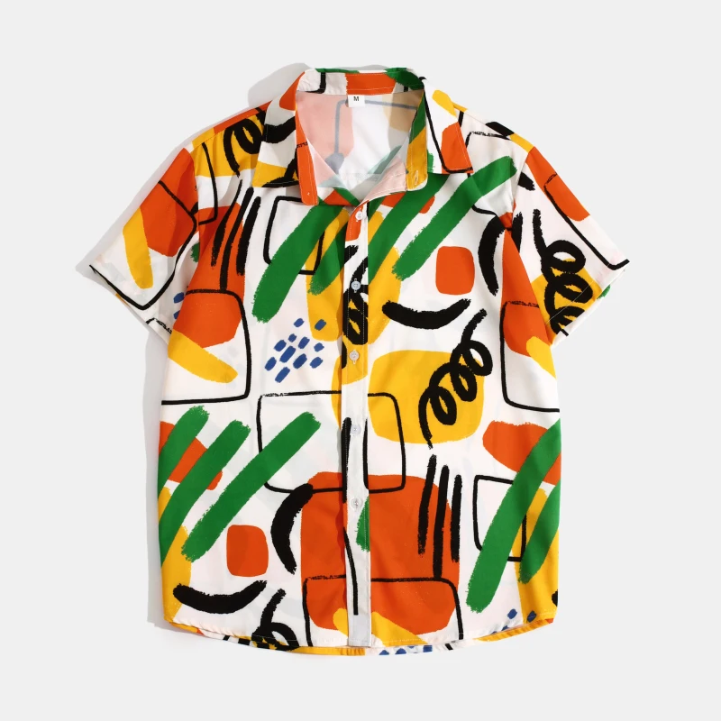 

Hawaiian Shirt For Men Funny Graphic Short Sleeve Turn-down Collar Top Multiple Colors Shirt Unisex Blouses Plus Size Cardigan
