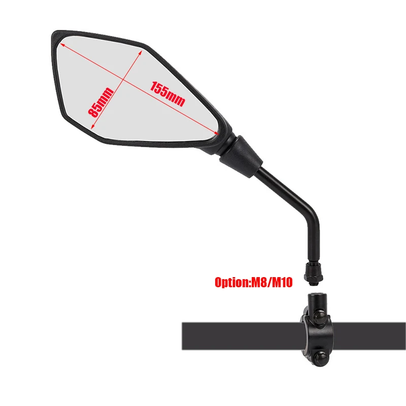 범용 오토바이 핸들 바 미러 스쿠터, 전기 자전거 백미러, 전기 모빌 후면 볼록 미러, 8mm, 10mm, 22mm, 1 쌍