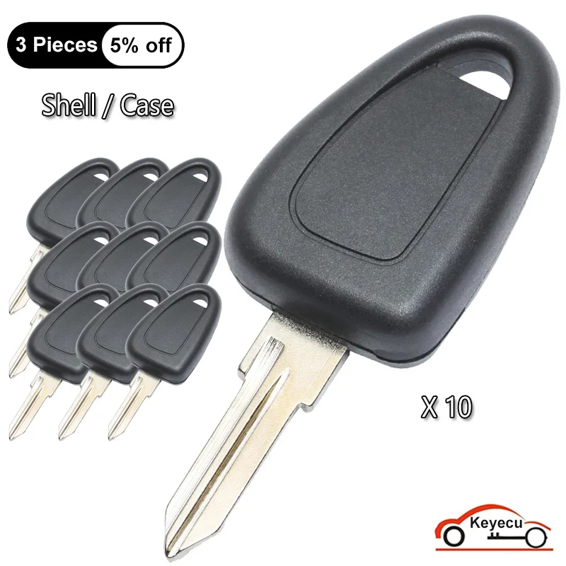 

KEYECU 10PCS/Lot Replacement Uncut Transponder Ignition Car Key Shell Case Housing With GT10 Blade - FOB for Fiat IVECO DUCATO
