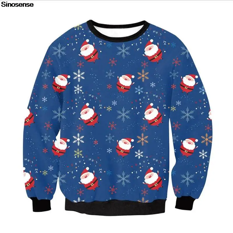 

Men Women Santa Snowflakes Ugly Christmas Sweater 3D Funny Printed Christmas Jumpers Tops Pullover Holiday Party Xmas Sweatshirt