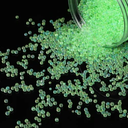Mini Bubble Ball Beads - Tiny Crystal Glass Beads for DIY Crafting and Nail Art Decor (Light green)