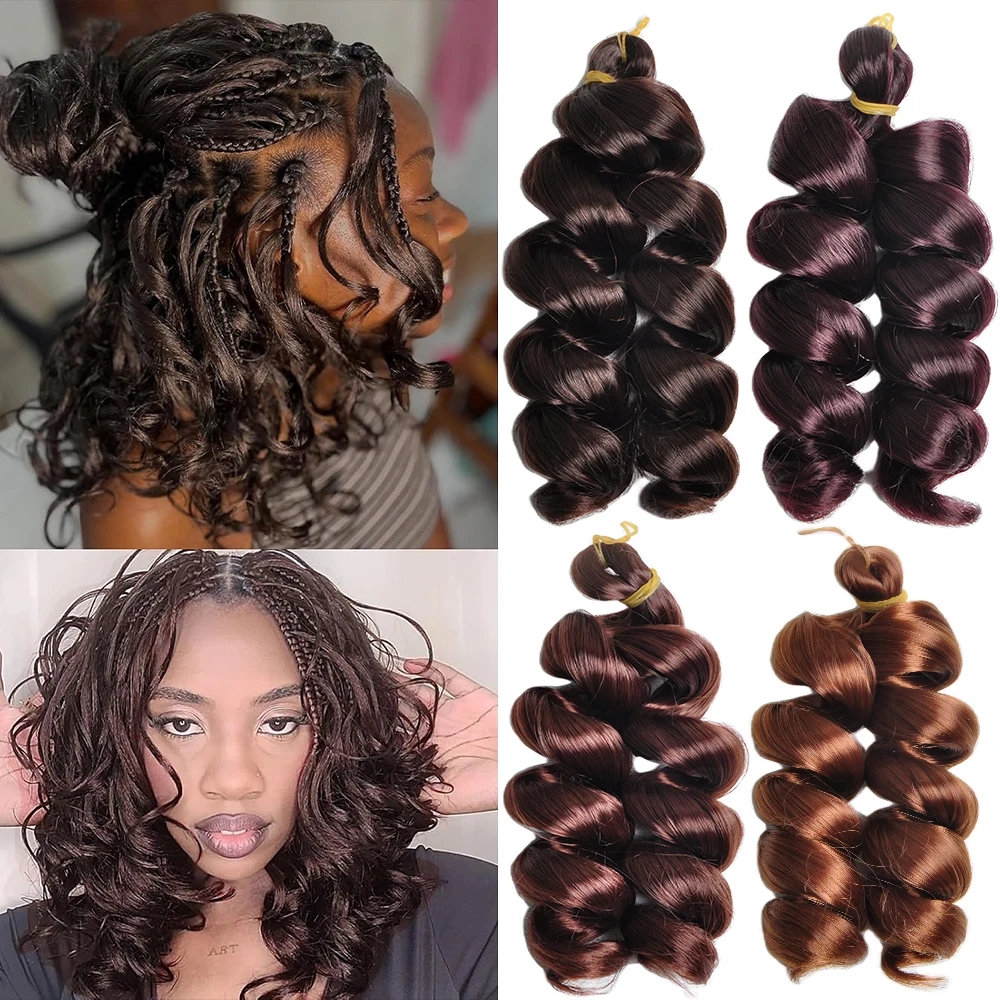Synthetic French Curls Crochet Braids Hair Extensions 12Inch Spiral Curls Braiding Hair For Women Pre Stretched Loose Wave Hair 2