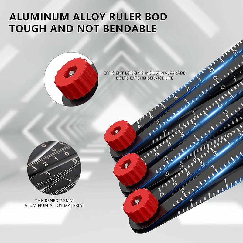 Aluminum Alloy Multi Angle Measuring Ruler 4/6/9/12Folding Ruler Ceramic Tile Hole Locator Woodworking Construction Tool 1PCS measuring ruler