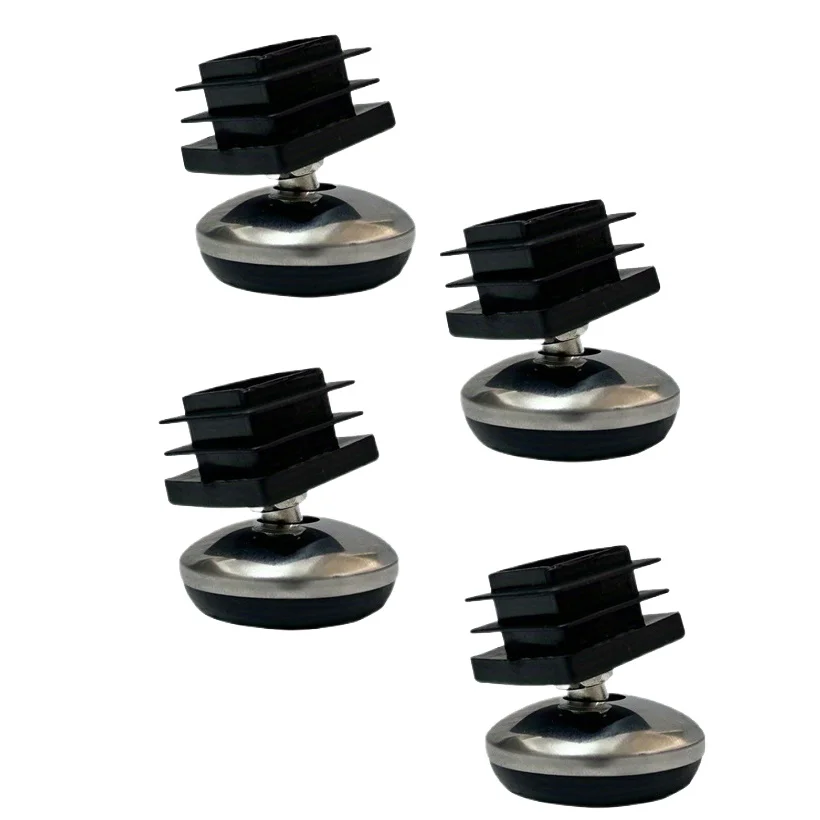 25mm furniture pipe end caps with M8 *13*40 stainless steel swing adjustment feet, 25mm square PE pipes inserted into nut plugs