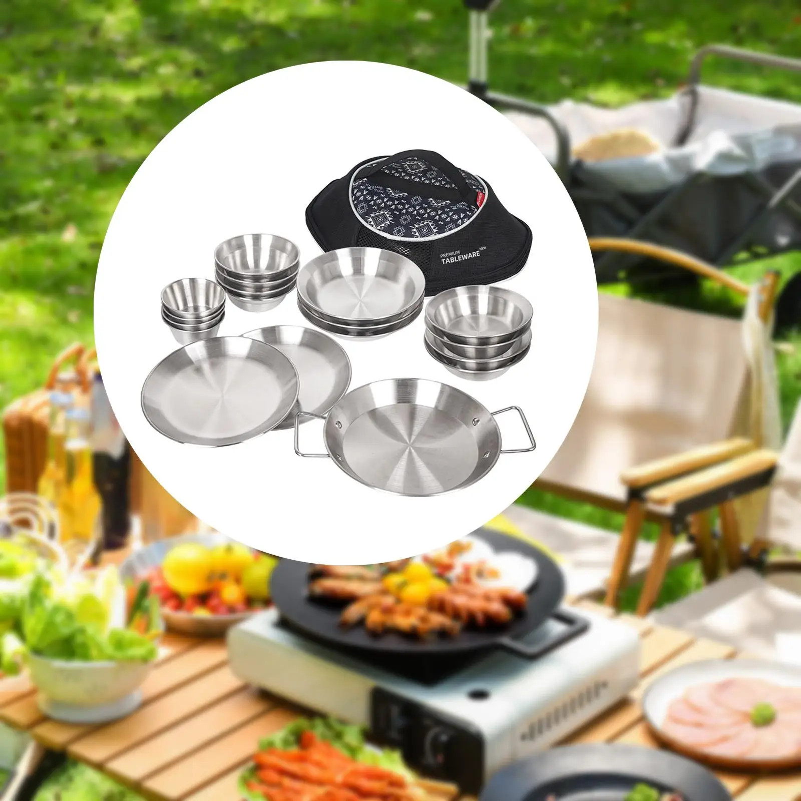 Picnic Cutlery Outdoor Goods Set Plate Durable Stainless Steel Pocket Kitchen