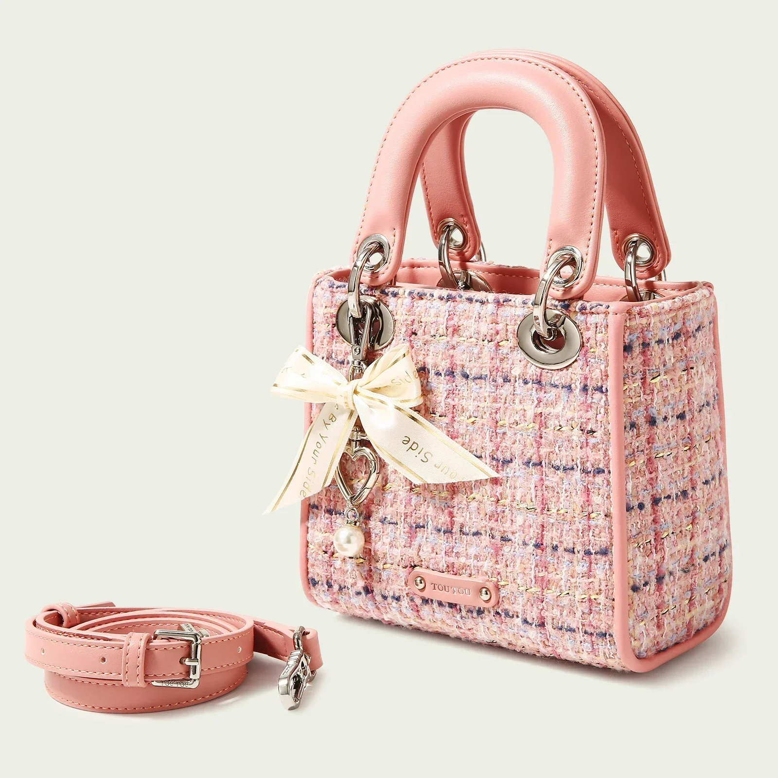 TOUTOU Exquisite and Cute Handbag Women's Crossbody Bag With Original Luxury Designer Shoulder Bag with Bowknot Pendant
