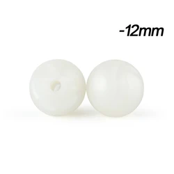 Silicone Beads for DIY Jewelry and Crafting - BPA Free, 12mm Round - Assorted Quantities (Metallic White)