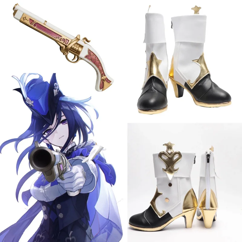 

Обувь для косплея игры Genshin impact Clorinde, ботинки для косплея, оружие для оружия, женские ботинки на высоком каблуке из искусственной кожи, Хэллоуин