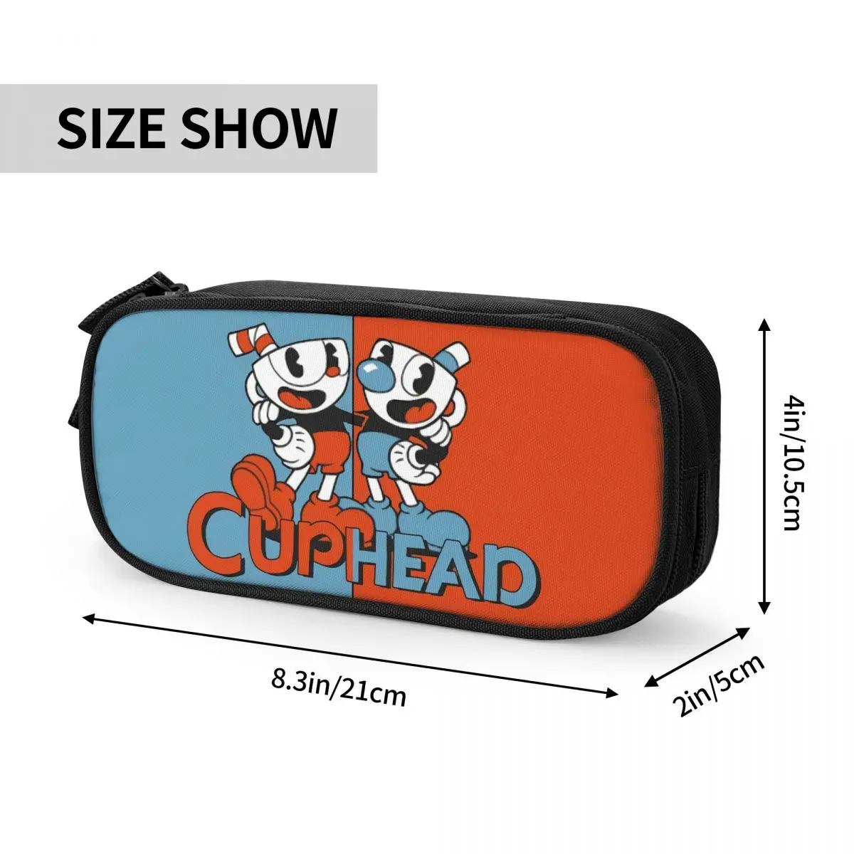 Cute Cuphead Mugman Korean Pencil Case Girl Boy Large Capacity Cartoon Game Pencil Pouch Students Stationery