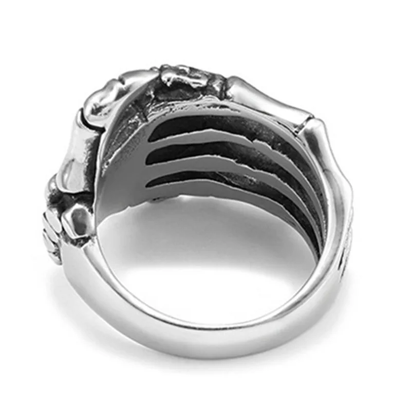 Fashion Hand Bone Alloy Gothic Skull Ring for Men Retro Punk Rock Skeleton Ring Women Vintage Creative Jewelry Кольцо С Эмалью
