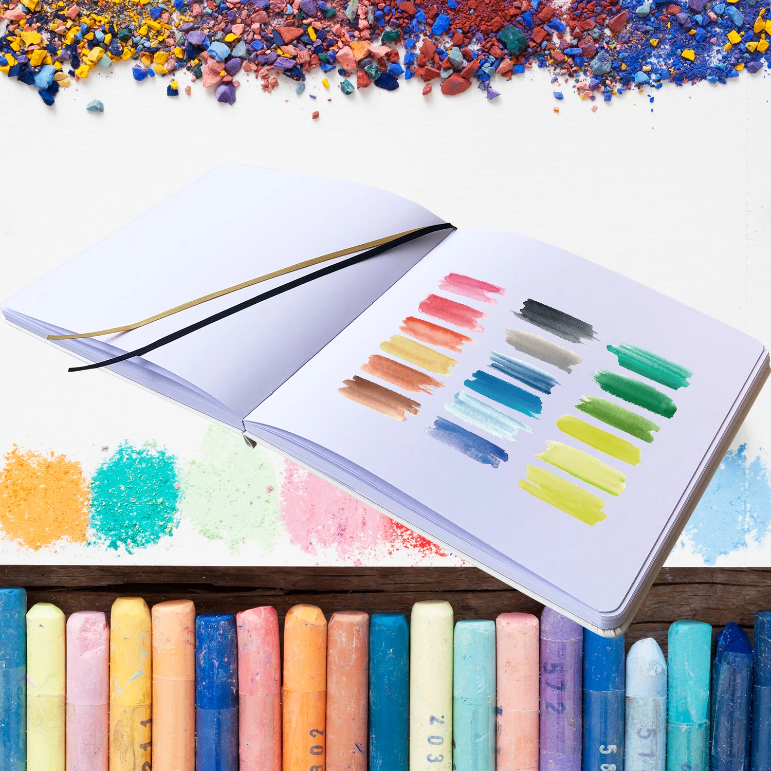 

8X8 Inches Square Sketchbook Journal 180Gsm Bamboo Thick Paper 128 Pages, Faux PU Leather Hardcover For Artist Sketch