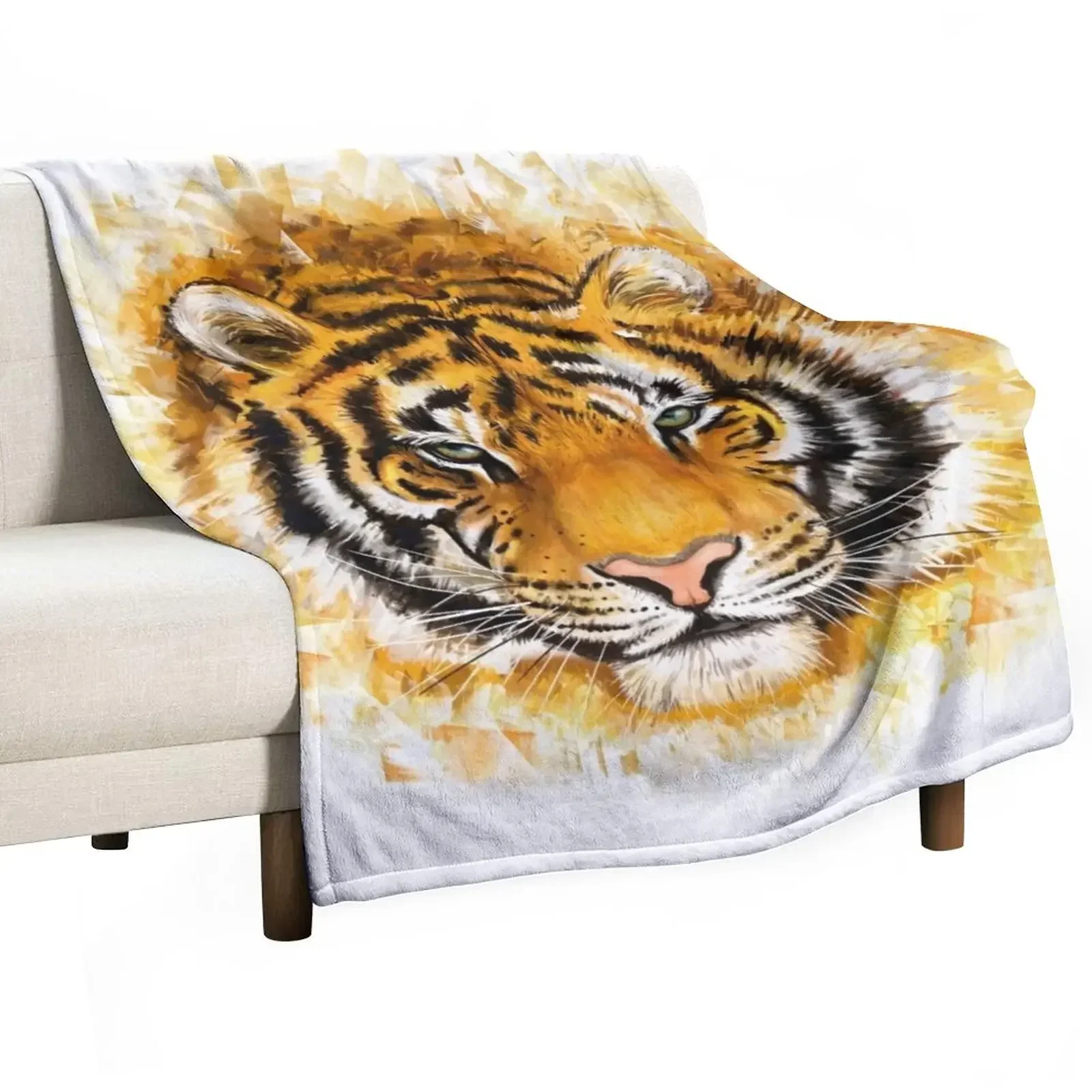 

Artistic Tiger Face Throw Blanket Sofa For Decorative Sofa Blankets