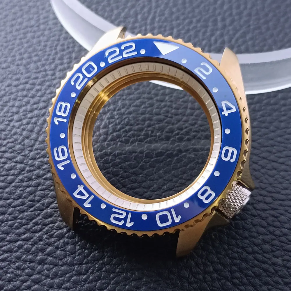 42mm Gold/Rose Gold Steel Watch Case with Sapphire Glass and 22mm Strap