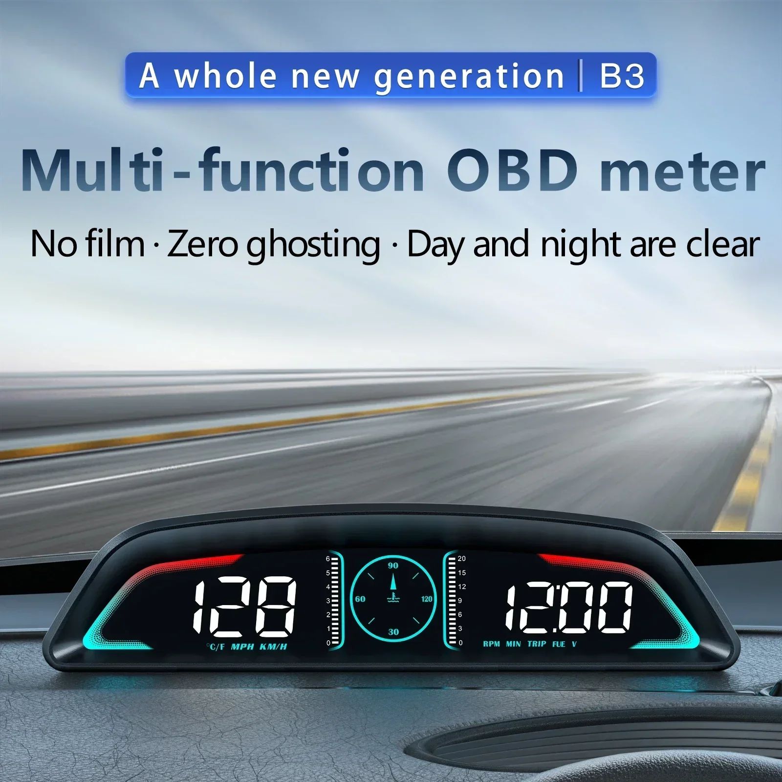 B3 Head Up Display For HUD Speedometer RPM OBD Smart Digital Overspeed Alarm Engine Fault Code Car Navigator Car Safely