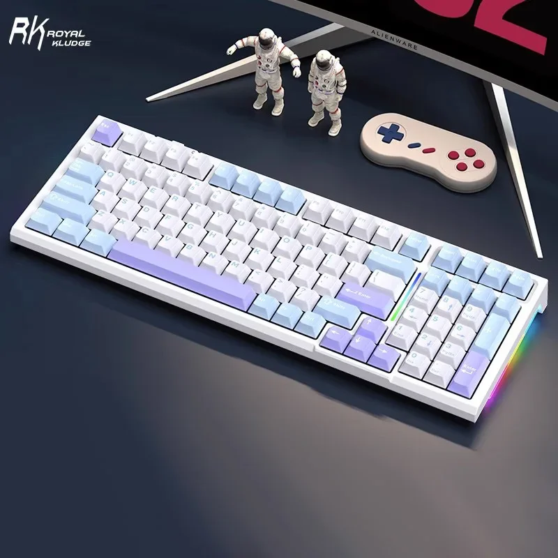 

RK R98 Wireless Mechanical Keyboard Bluetooth Thri Mode 99 Key Hot Swap Office Keyboard Gasket Structure Rgb Light Game Keyboard