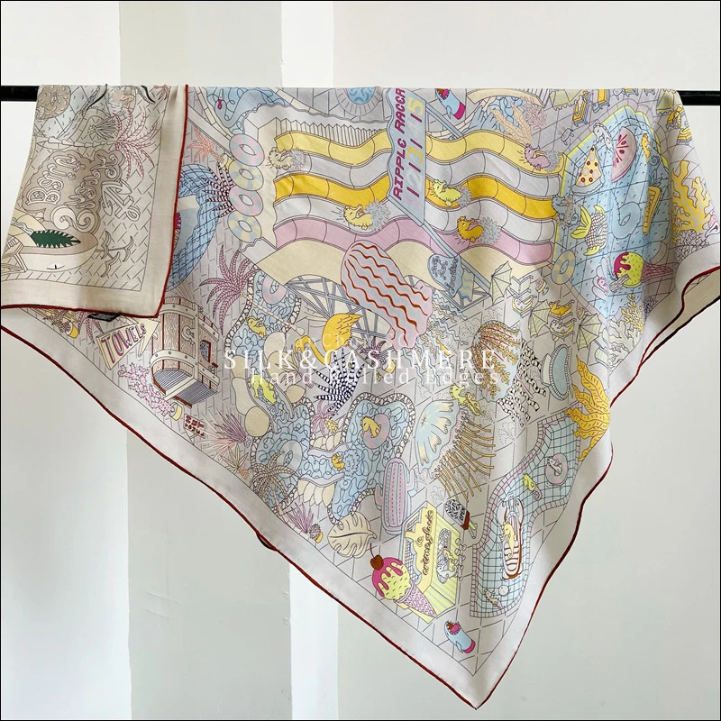 

140cm Double Sides Printing Women Scarf 30% Silk 70% Wool Luxury Big Lady Shawl Head Wrap Bandana for Winter Reversible Scarfs