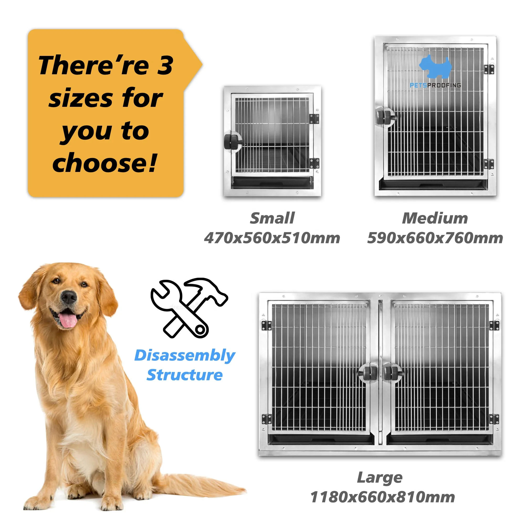 

Heavy duty luxury large small stainless steel animal vet puppies pet dog kennel kennels cat cages crate crates cage bank for