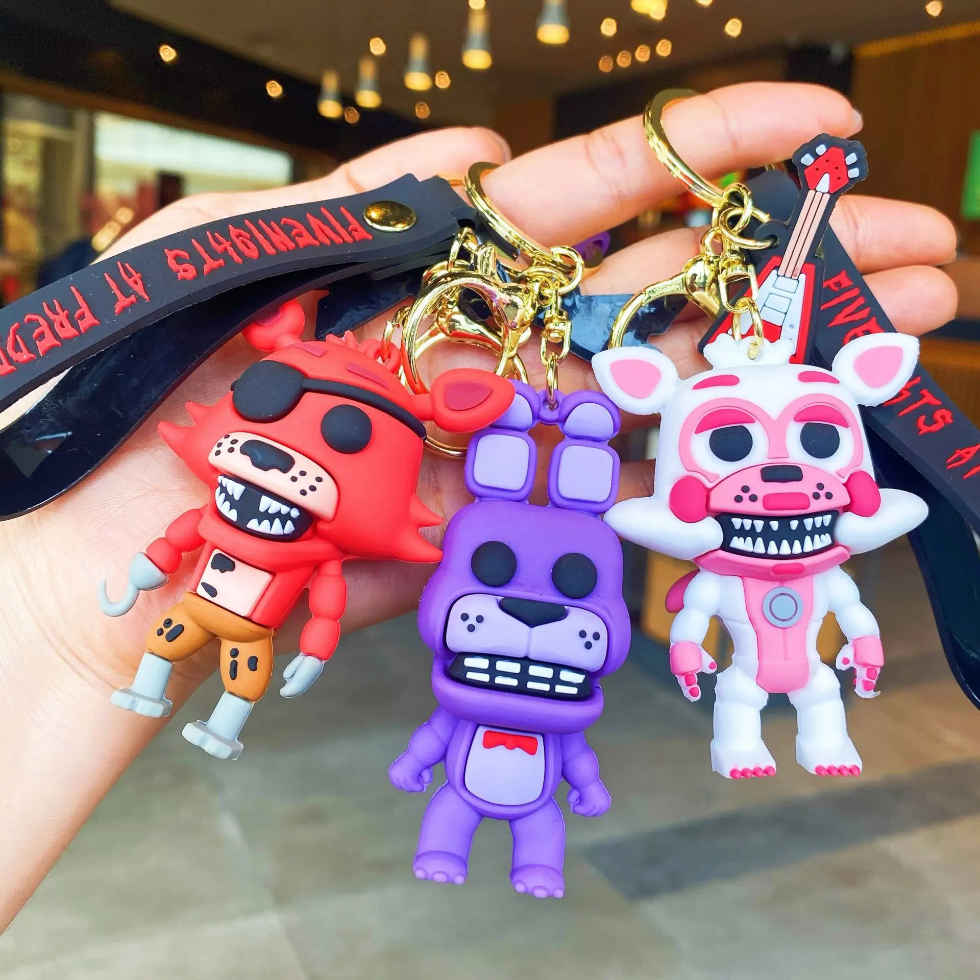 Halloween Game FNAF Keychain Anime Figure Freddy Action Figure FNAF PVC Car Key Backpack Decor Pendant Model Toys Festival Gift