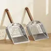 Stainless Steel Cat Litter Scoop Wooden Handle Hollow Design Pet Waste Picker Large Nonstick Surface Waste Removal Sifting Tool 4