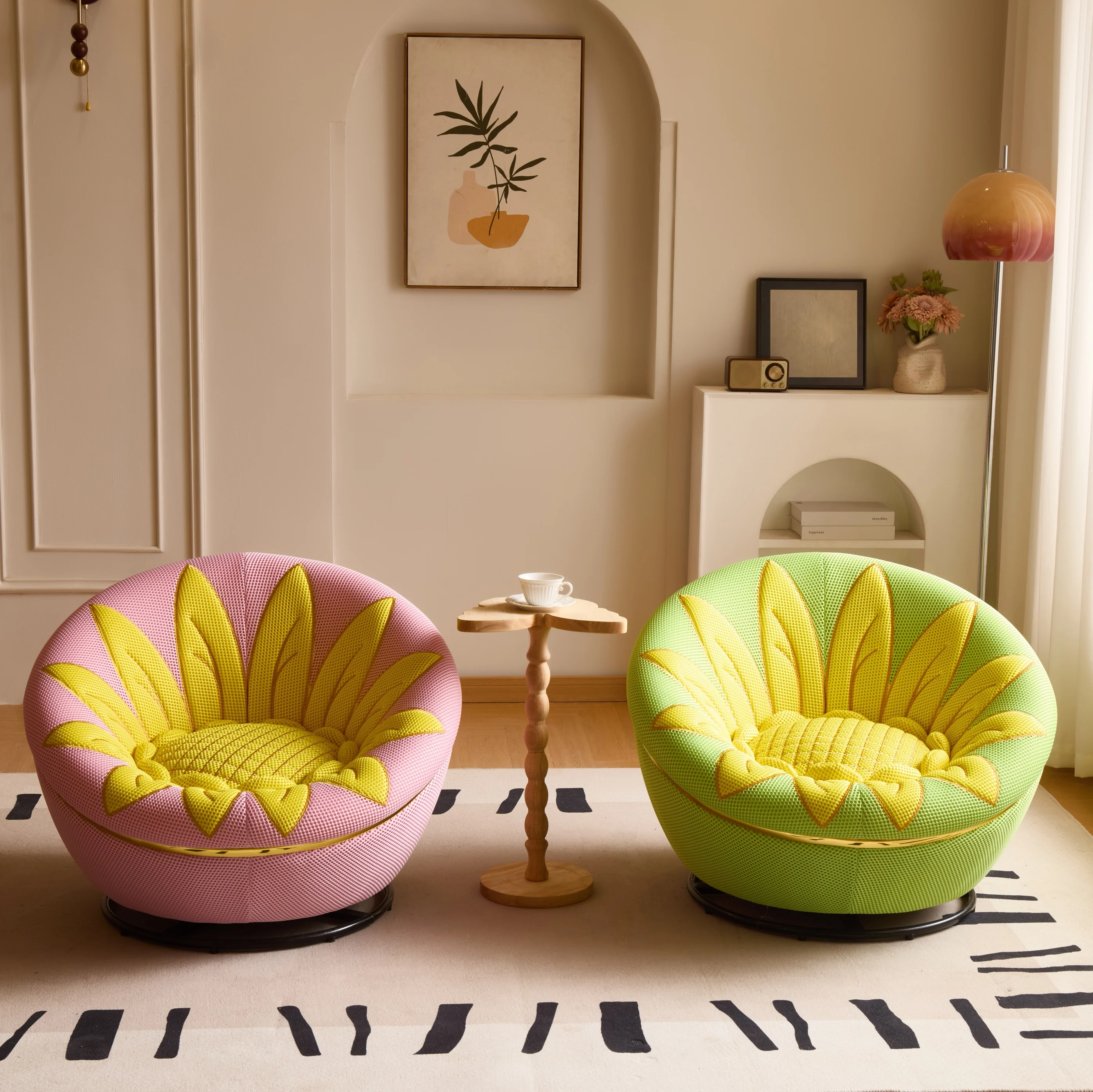 Lazy Sofa Bed Sunflower Design Single Lounge Chair Modern Living Room Balcony Recliner Comfortable Leisure Seating Furniture