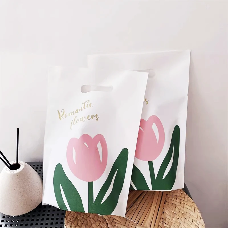 

Утолщенный пластиковый пакет серии цветов, пакеты для упаковки на вынос, подарочные пакеты, пластиковые пакеты для десертов, выпечки, салатов, суши, тоут, 50 шт.