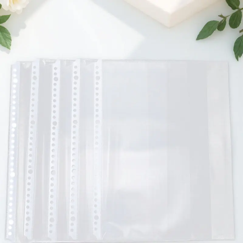 100Pcs 투명 바인더 포켓 30 홀 A4 파일용 시트 프로텍터 루스 리프 링 바인더 문서 파일링 가방 친환경