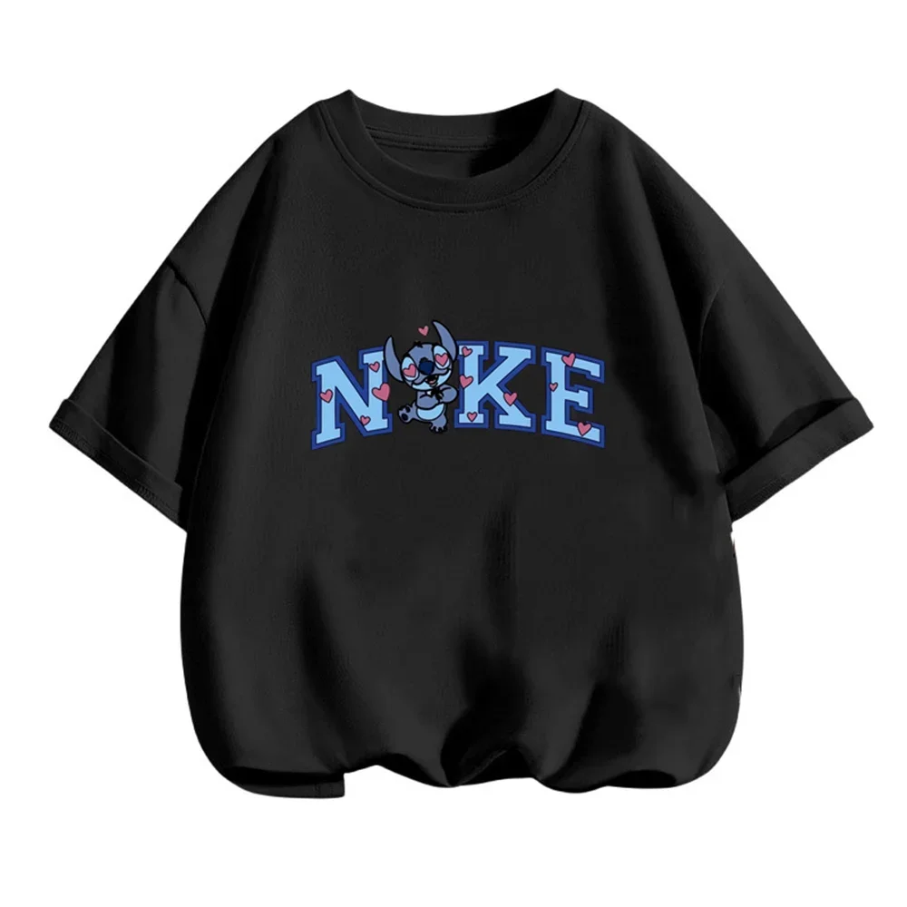 Fashion Disney Stitch Tshirt Summer Teen Short Sleeve Tops T-shirt Boy Girl Kids 3-14 Years Old Baby Sports Jersey Clothing 5
