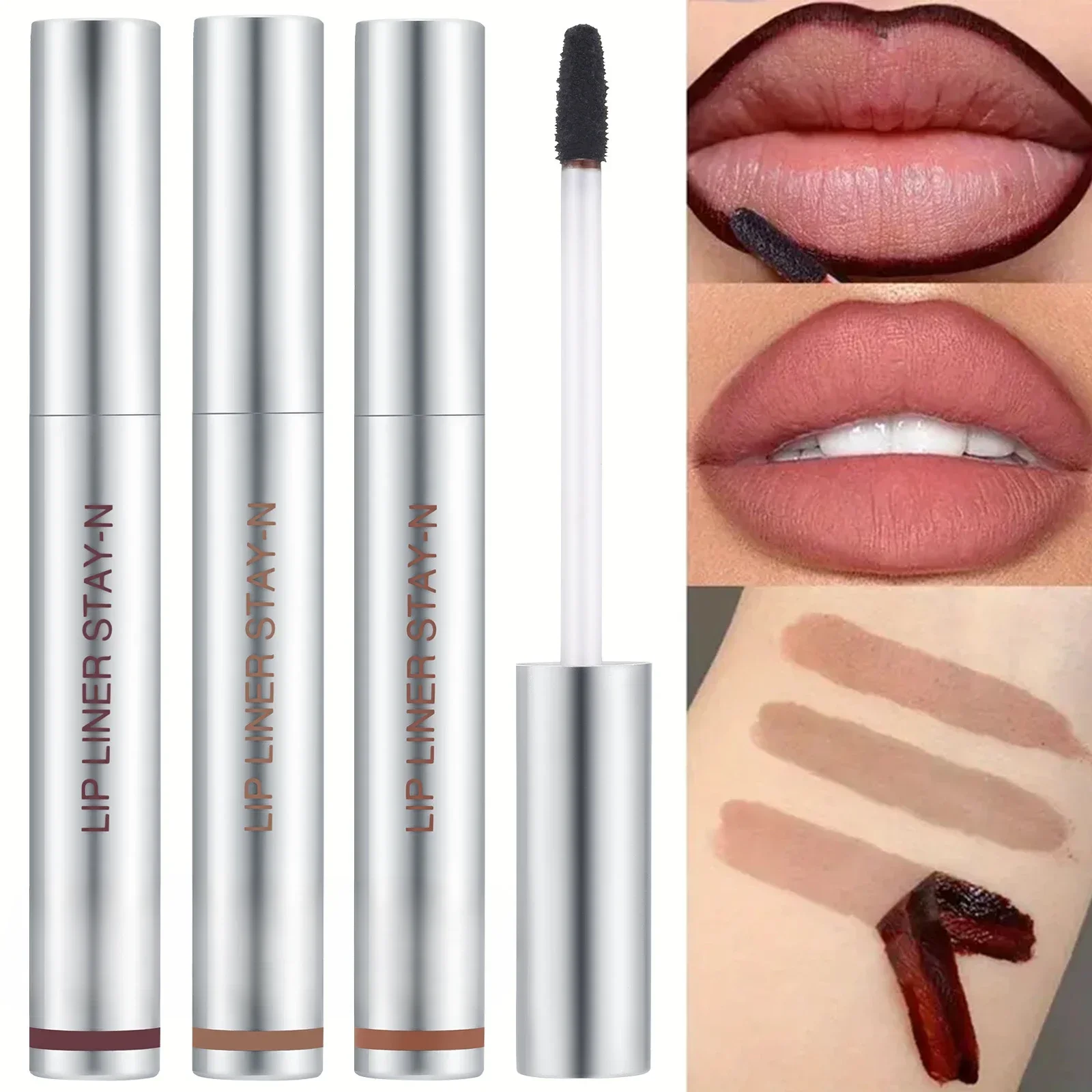 Lip Makeup Lip Glaze Lip Tint Lip Stain Lip Gloss 6 Colors Waterproof Lip Liner Peel Off Tattoo Lip Gloss Long Lasting Matte Tint Black Contour Tear-off Makeup Stain Cosmetic