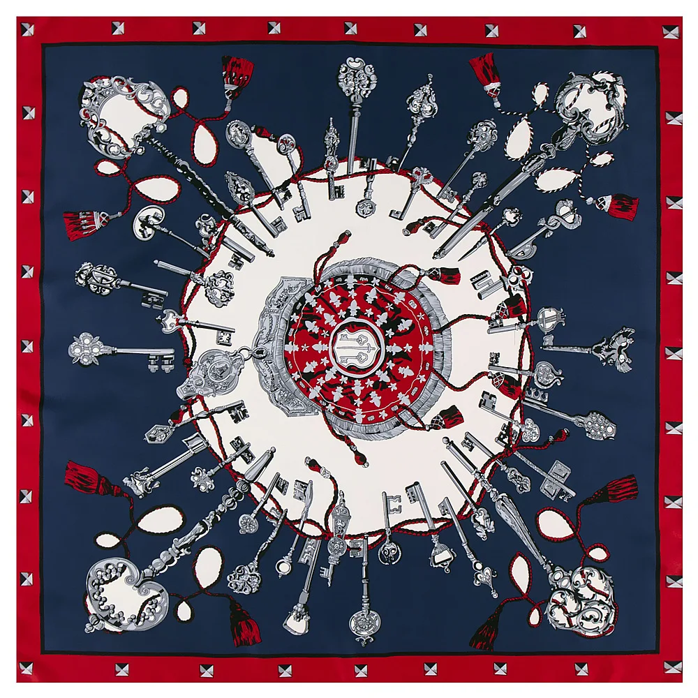 

100*100cm Luxury Floral Print Women Silk Scarf Muslim Hijab Square Head Scarves Bandana Shawl Ladies Neck Cover Hair Wraps