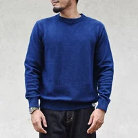 Sauce Zhan Mens Sweater Pullovers Sweater for Man Cotton Indigo Fadeable Knitted Sweater  Regular Fit 2