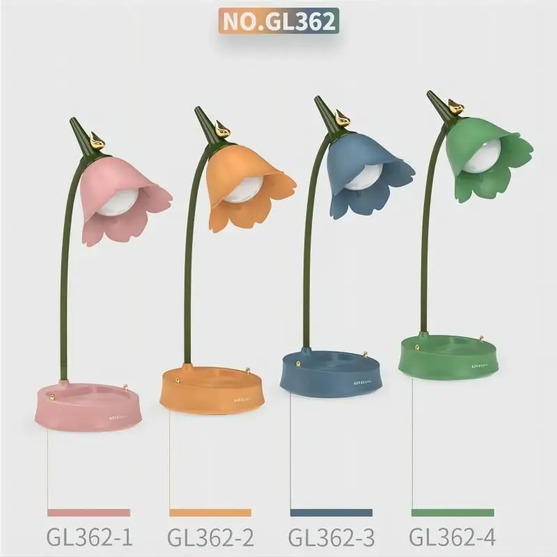 Rechargeable LED Table Lamp Adjustable Goose Shin Touch 3-speed Dimming Kids Reading Eye Care Indoor Decorative Night Lamp Gifts 4