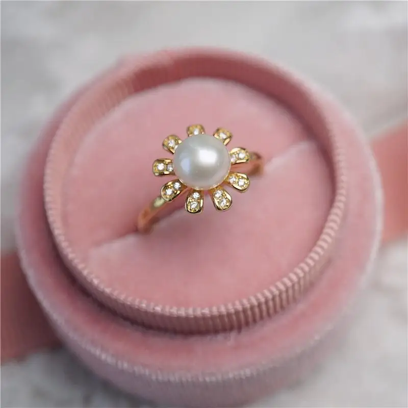 

Exquisite Daisy Imitation Pearl Open Adjustable Rings for Women Engagement Wedding Ring Anniversary Jewelry Gifts