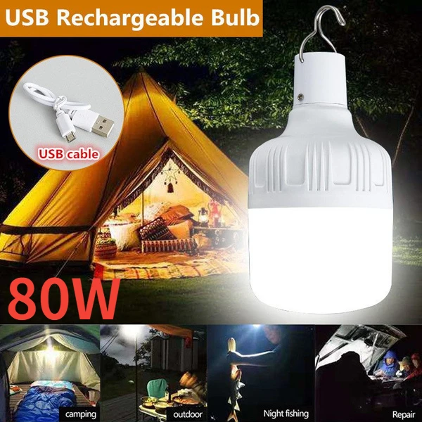 Outdoor USB Rechargeable Mobile LED Lamp Bulbs Emergency Light Portable  Hook Up Camping Lights Home Decor