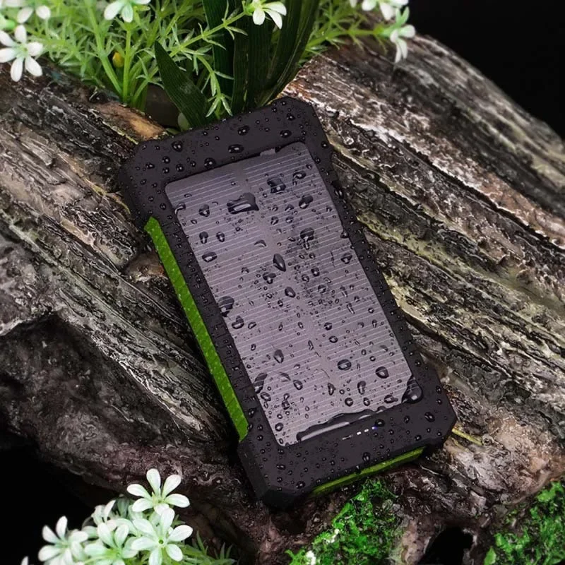 

20000mAh Spare battery Solar Power Bank Outdoor Portable Charger Powerbank Waterproof Battery Dual USB Charging with LED Light