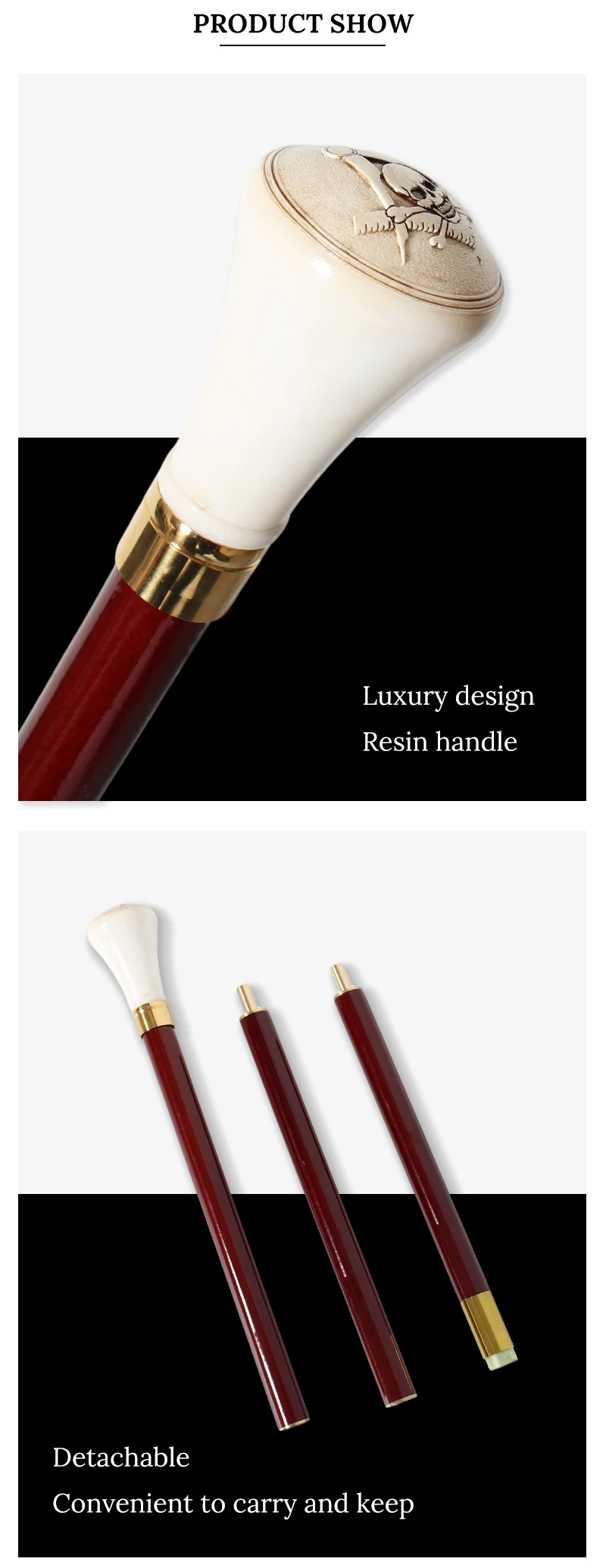 93cm Masonic Skull Walking Stick Resin Handle Red & Black German Beech Wooden Canes for Men And Women Freemasonry Design Cane