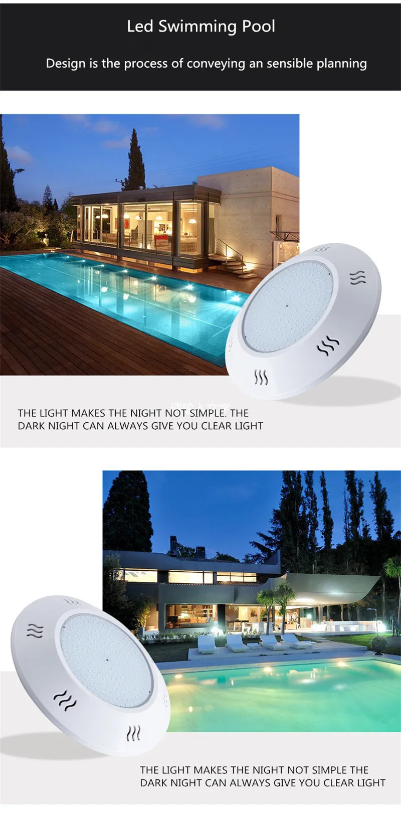 Description Picture 4 of itemResin Glue-filled Swimming Pool Lights Led Underwater Light IP68 AC12V RGB Color Changing Pool Lamps Super Bright LED Spotlight