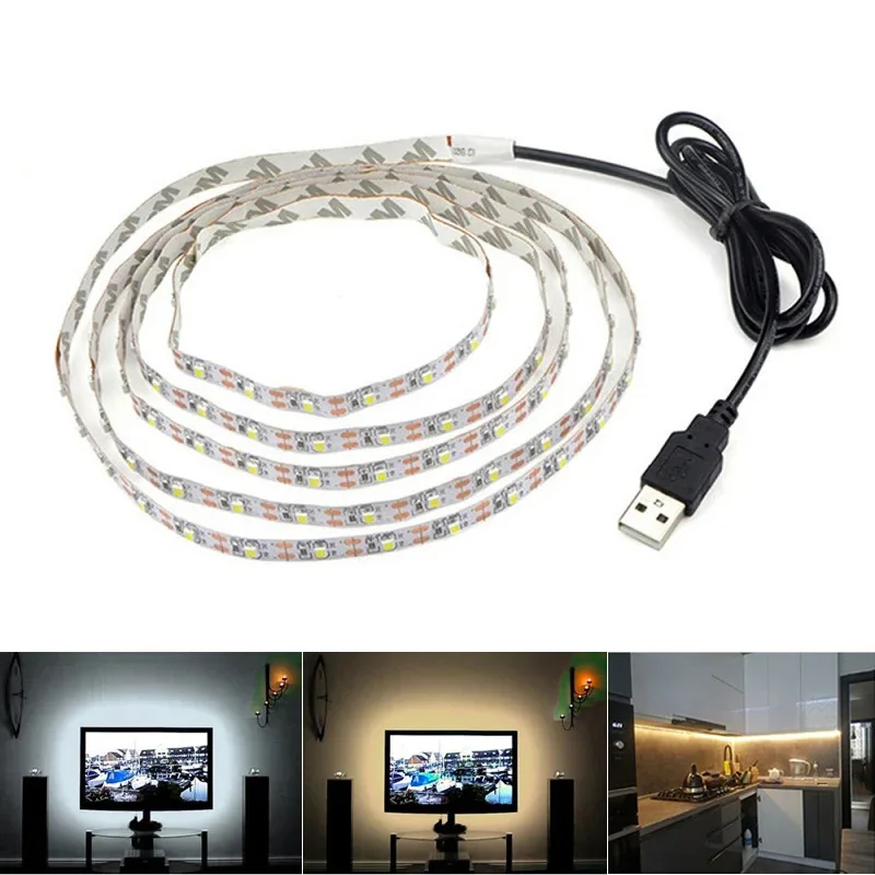 

USB LED Strip Lights RGB 2835/5050 White Warm White Light TV Backlight Flexible Ribbon Tape Luces Led Diode for Room Decoration