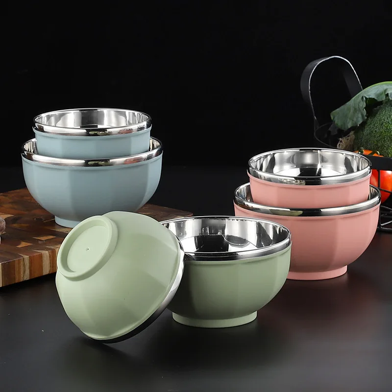 High Quality Double Wall Noodle Bowl 304 Stainless Steel Soup Bowl With