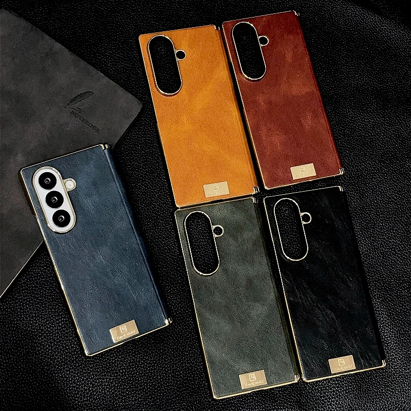 Luxury PU Leather Case with Electroplated Hinge Cover - 2-Piece Set