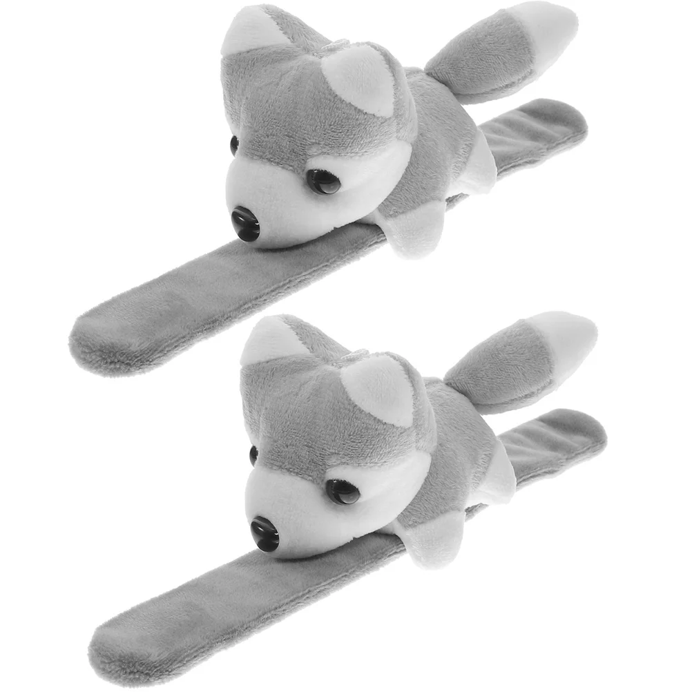 2 Pcs Pop Circle Bracelet Animal Slap Bracelets Party Favors Kids Bulk Bands Plush Pp Cotton Snap Child
