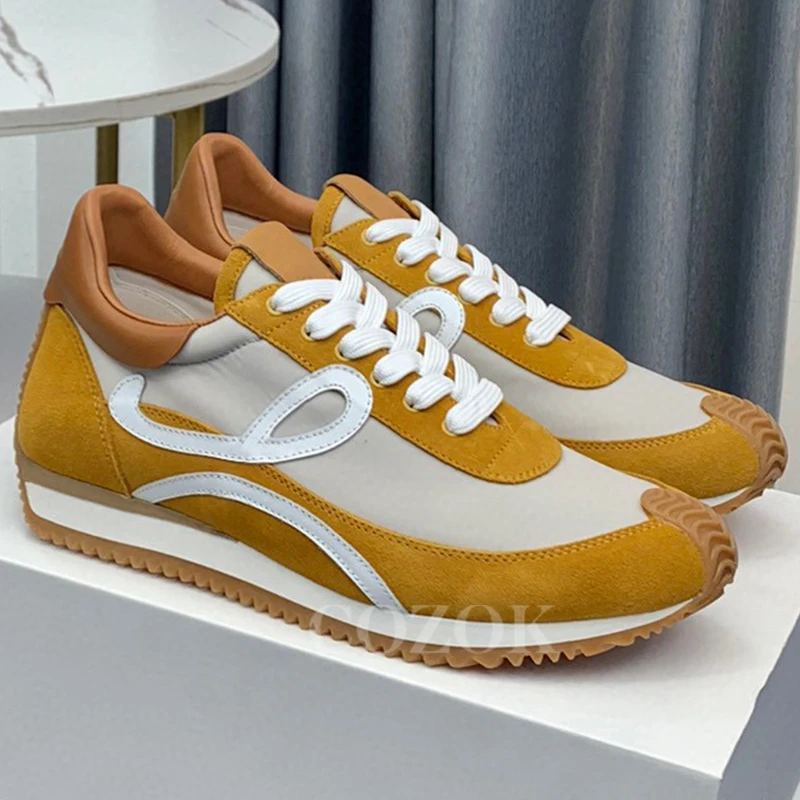 

Ladies New Running Shoes Autumn Sewing Design Upper Round Toe Non-slip Sneakers Lightweight Thick Bottom Lovers Loafers