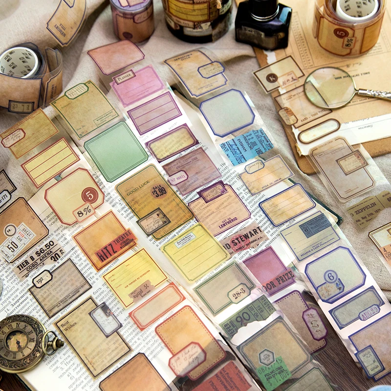 Vintage Retro Label Sticker Roll for Journaling and DIY Crafts